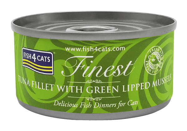 70克 Fish4Cats tuna fillet with green lipped mussels 吞拿魚塊青口貓罐頭x10罐, 泰國製造
